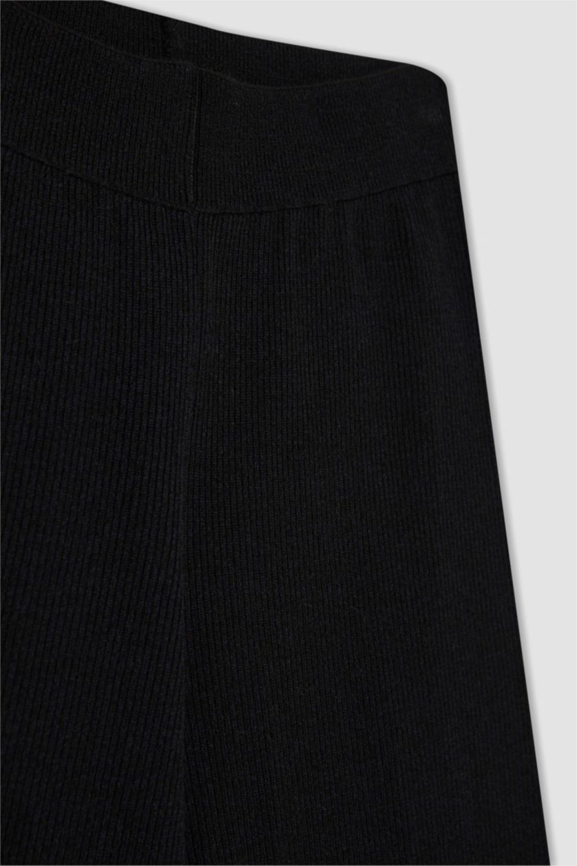 FEMME Noir Pantalon Droit en Tricot