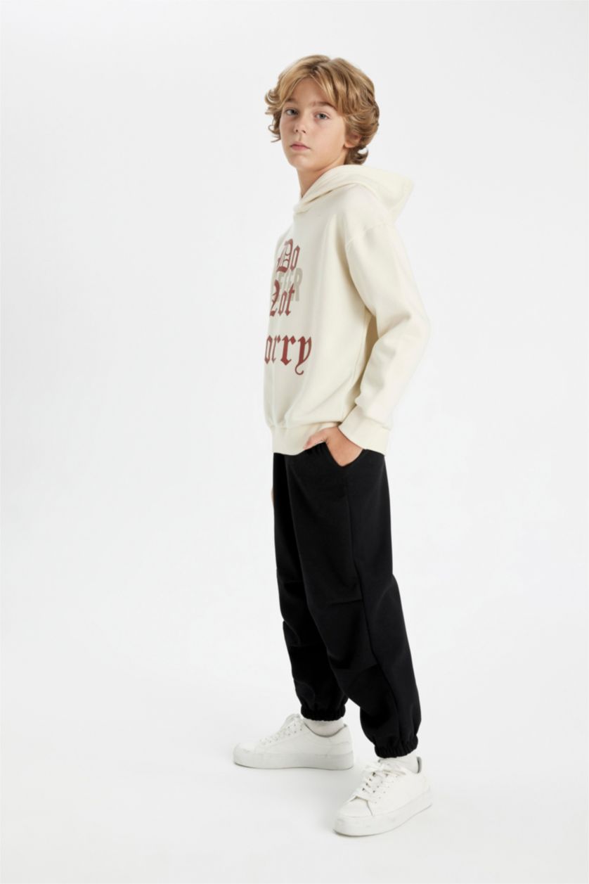 BOYS & TEENS Black Boy Black Elastic Waist Leg Pocket Basic Jogger Sweatpants