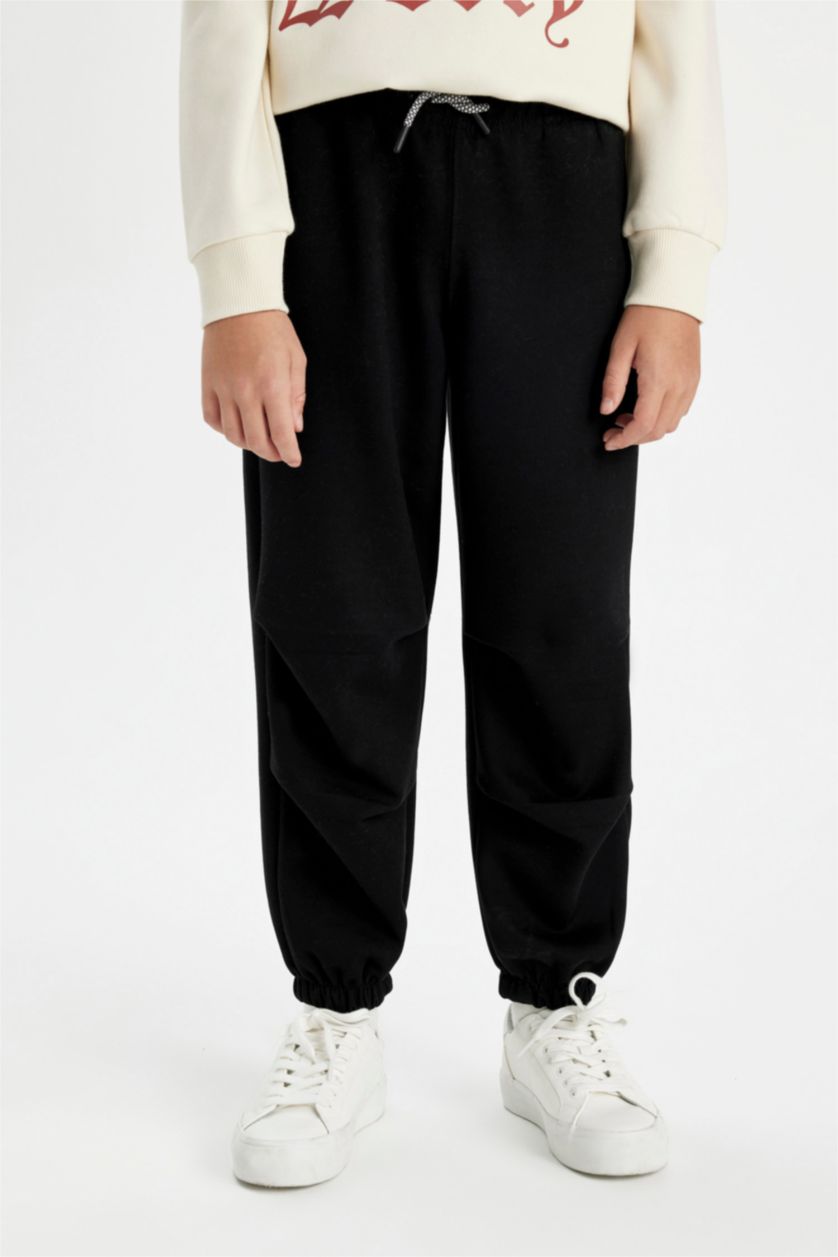 BOYS & TEENS Black Boy Black Elastic Waist Leg Pocket Basic Jogger Sweatpants
