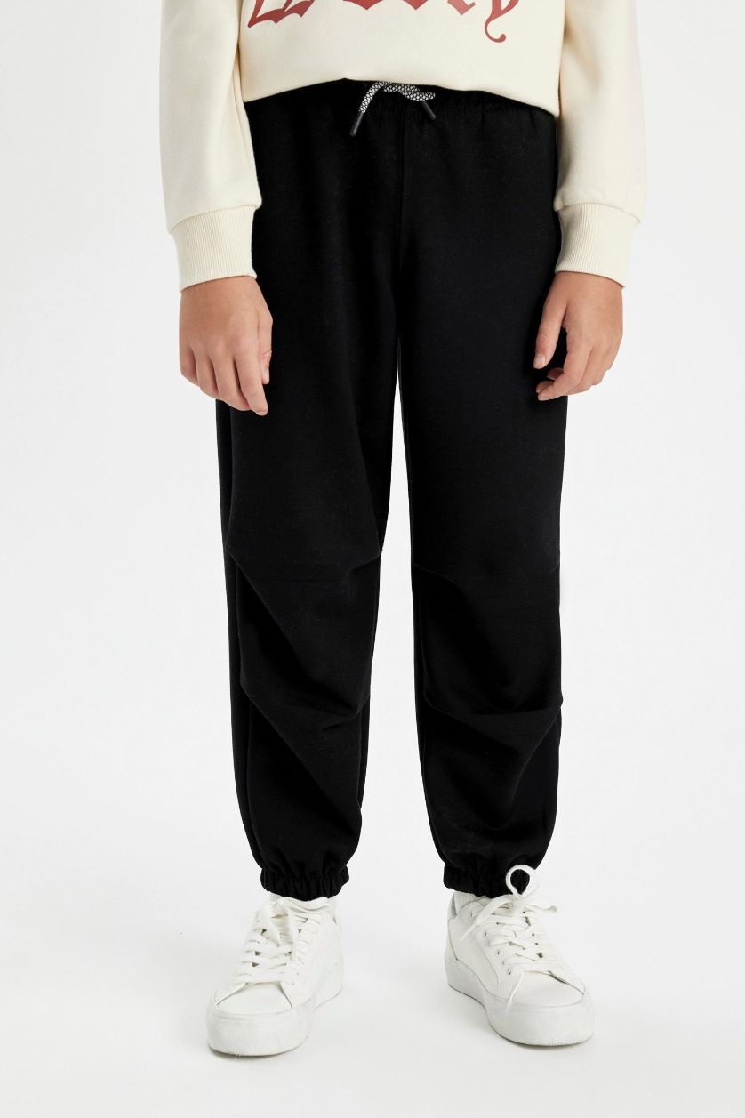 Boys & Teens Black Boy Black Elastic Waist Leg Pocket Basic Jogger Sweatpants