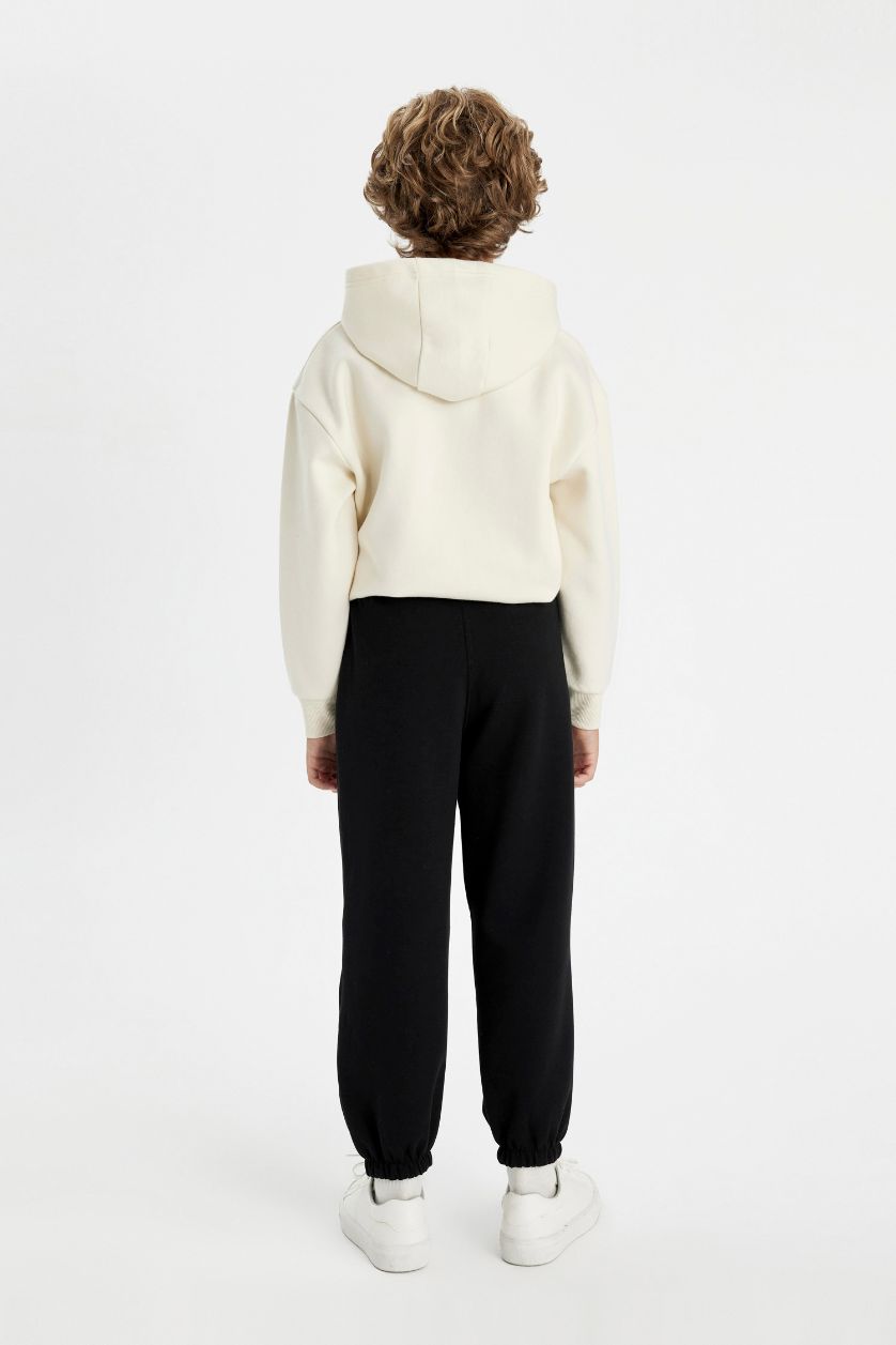 Boys & Teens Black Boy Black Elastic Waist Leg Pocket Basic Jogger Sweatpants