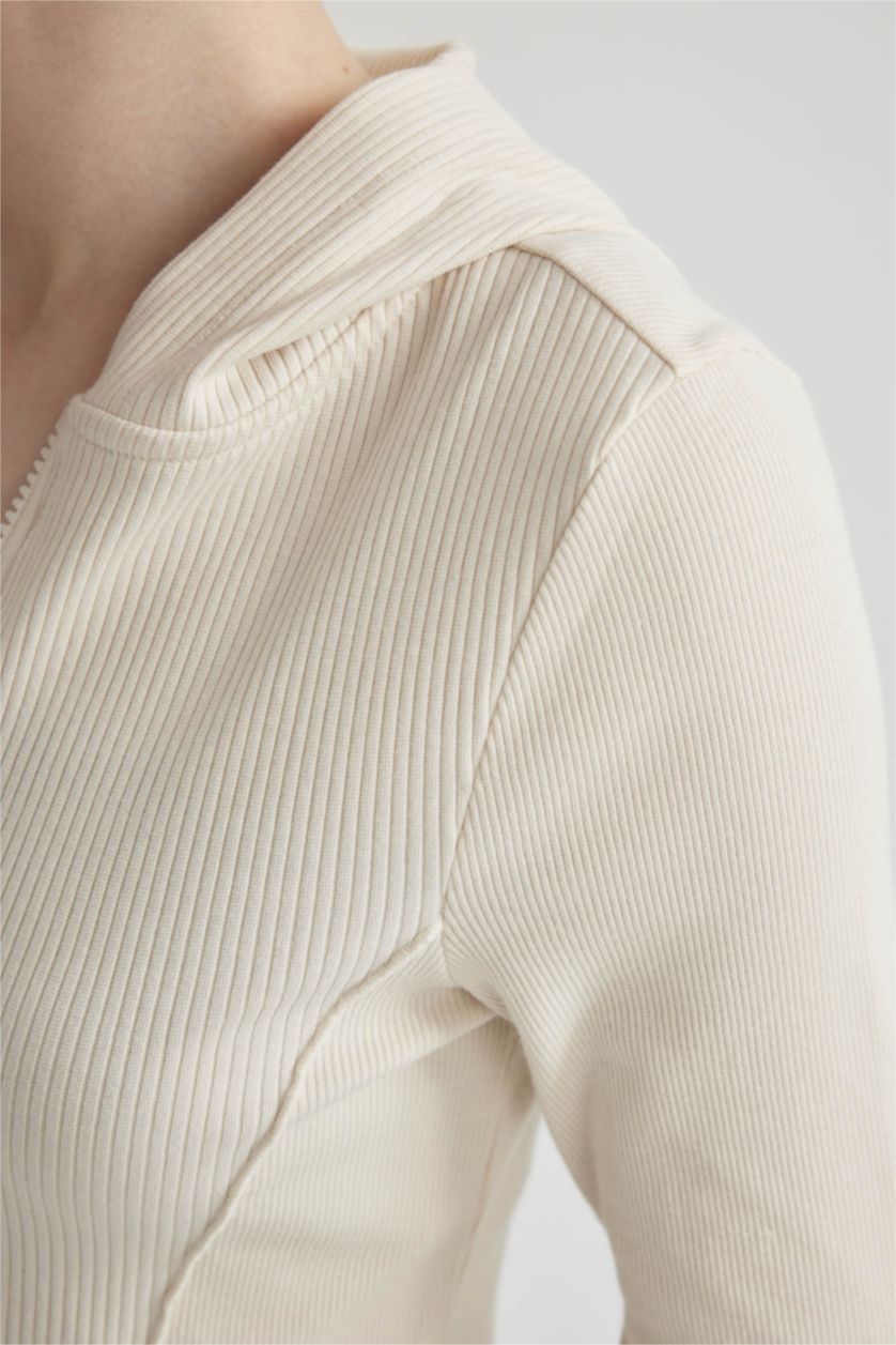 FEMME Écru Pull à capuche Slim