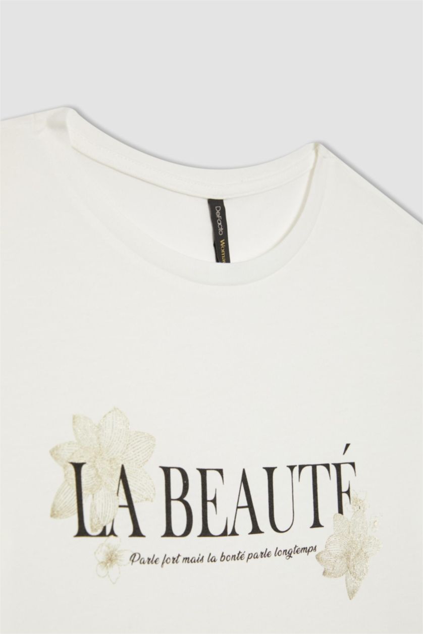 Women Ecru Regular Fit Short Sleeve T-Shirt