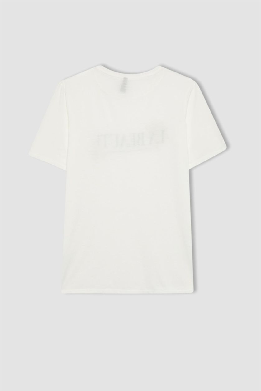 Women Ecru Regular Fit Short Sleeve T-Shirt