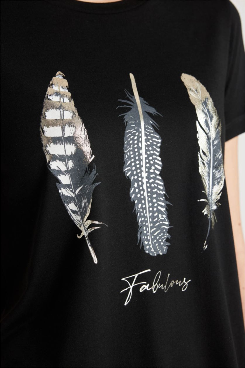 نساء أسود تيشيرت نص ردن قصة عادية بياخة مستديرة