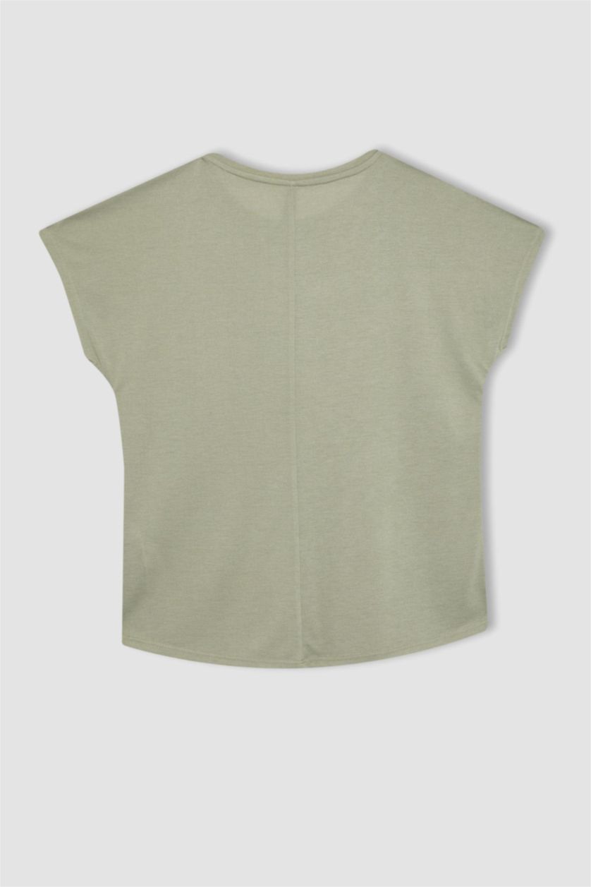 WOMAN Green Crew Neck Printed Short Sleeve T-Shirt