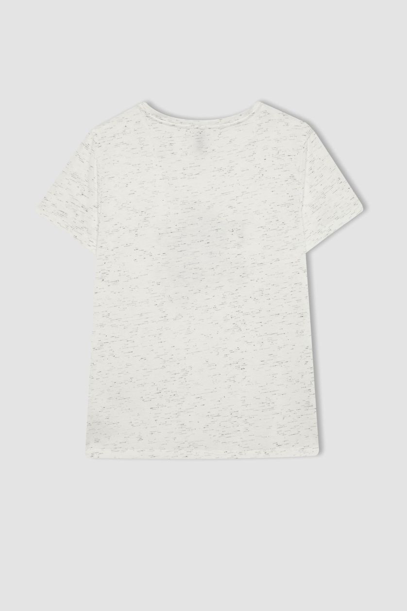 Woman Ecru Regular Fit Crew Neck Floral Short Sleeve T-Shirt