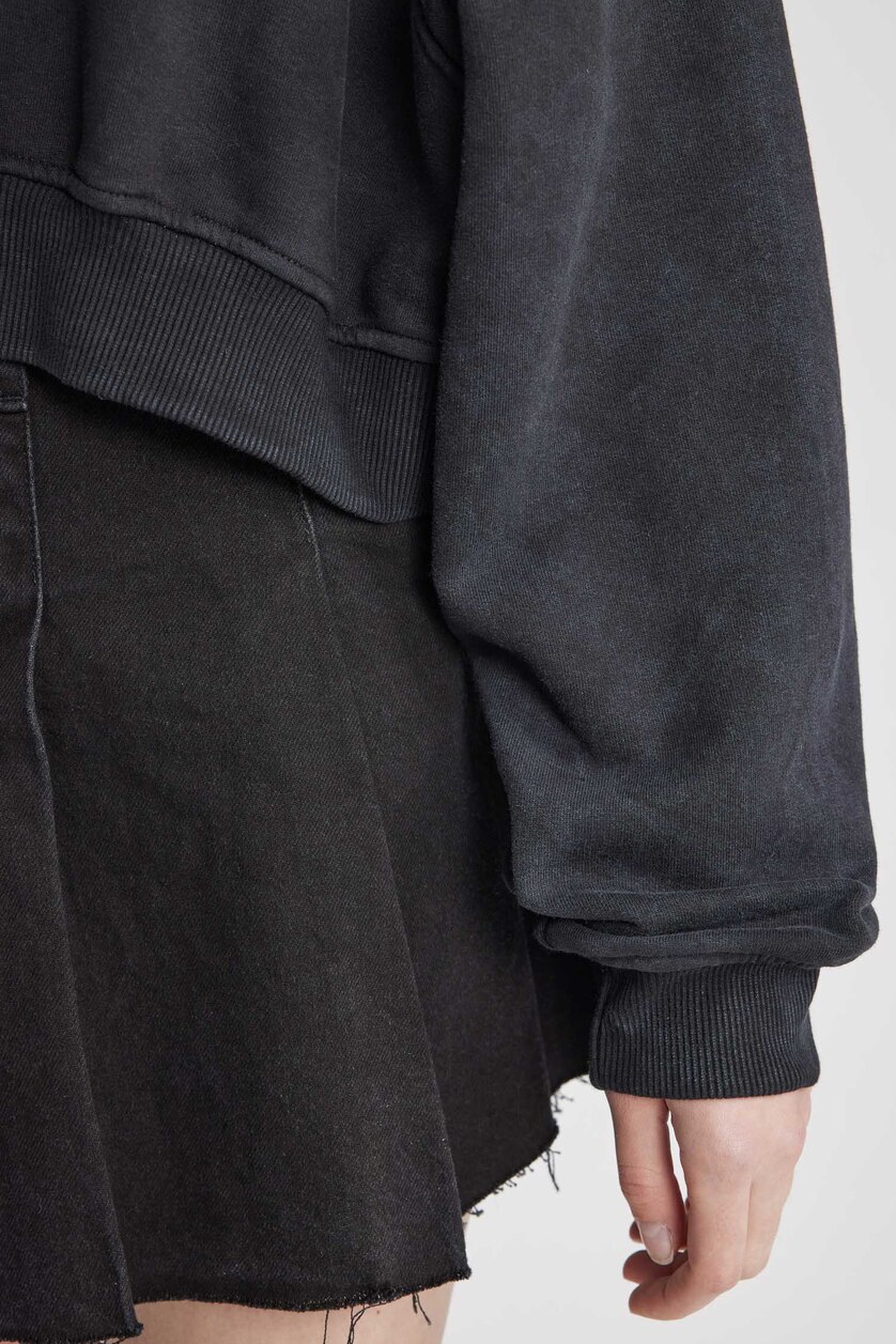 Kadın Antrasit Loose Fıt Kalın Kumaş Sweatshirt