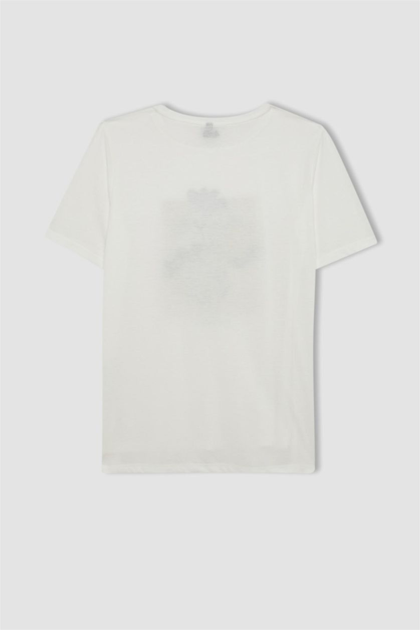 WOMAN Ecru Relax Fit Crew Neck Printed T-Shirt