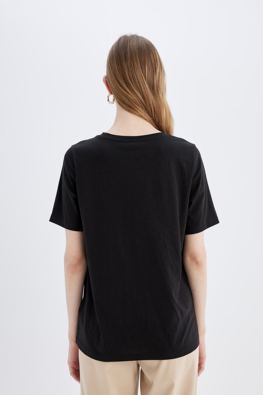نساء أسود Regular Fit Short Sleeve T-Shirt