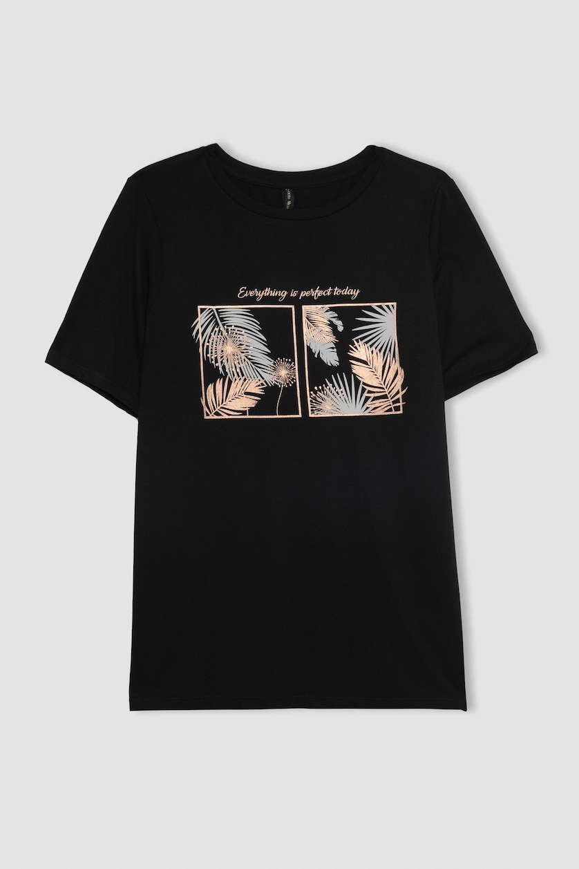 نساء أسود Regular Fit Short Sleeve T-Shirt