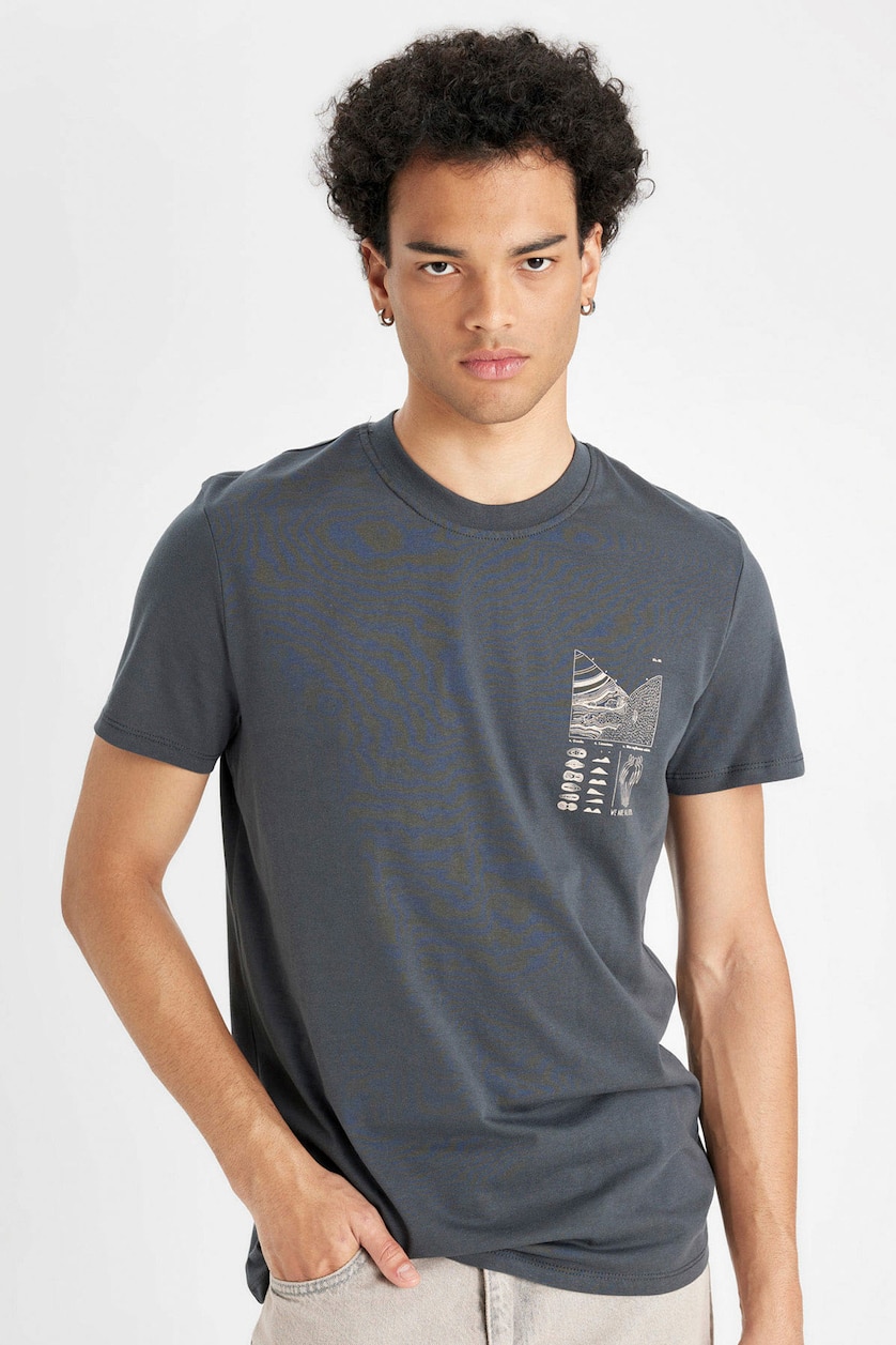 Men Anthracite Slim Fit Short Sleeve T-Shirt