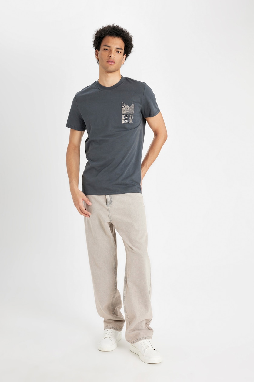 Men Anthracite Slim Fit Short Sleeve T-Shirt