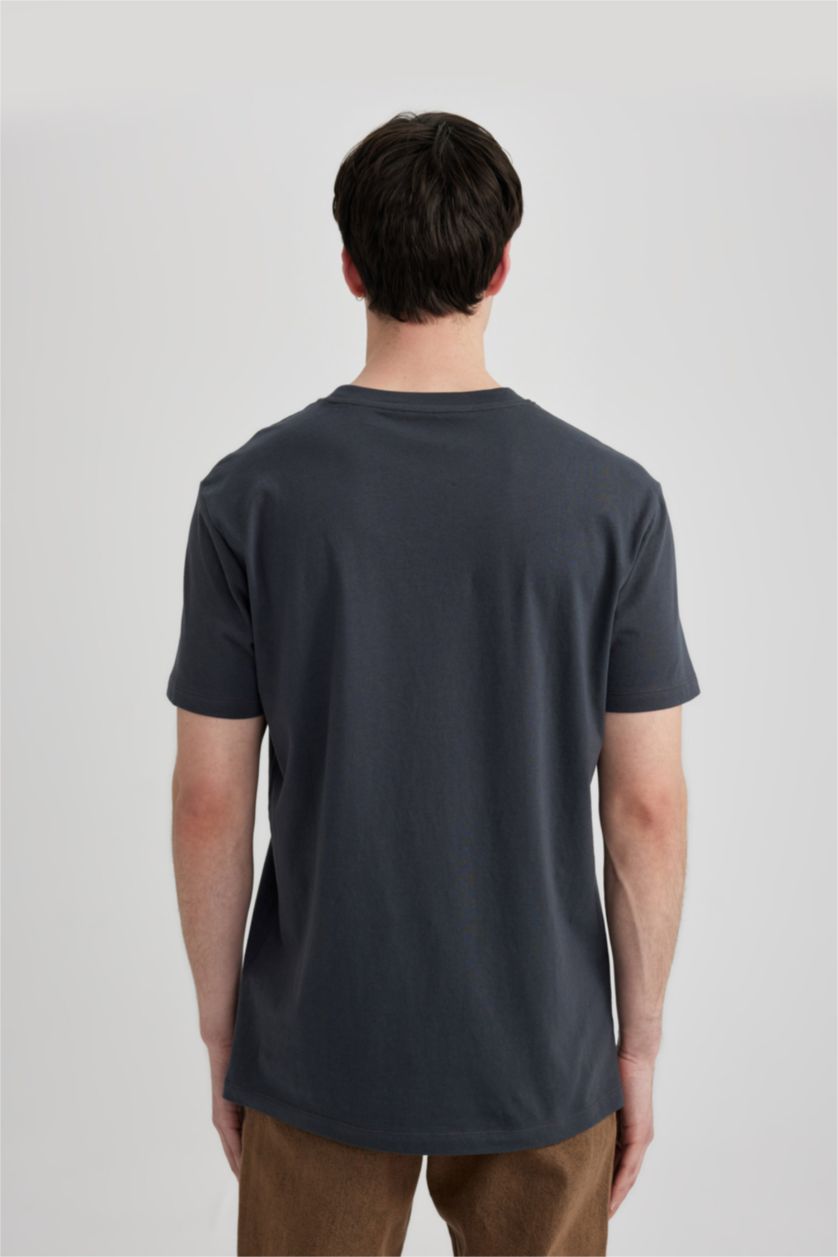 رجال أنثرا تيشيرت نص ردن سليم فيت بياخة مستديرة