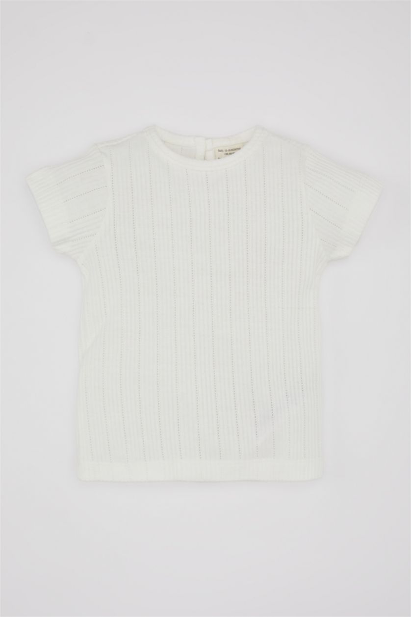 BÉBÉ FILLE Rose Ensemble de T-Shirt à Manches Courtes et Salopette en Gabardine à Fleurs pour Bébé Fille