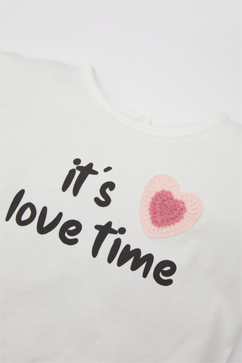 BABY GIRL Ecru Baby Girl Slogan Printed Short Sleeve T-Shirt