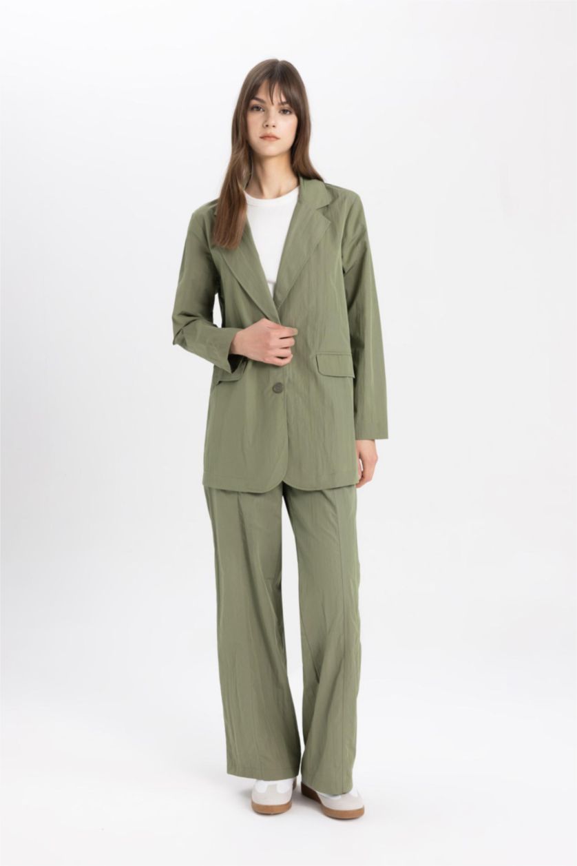 FEMME Kaki Clair Pantalon Parachute Cargo à jambes larges