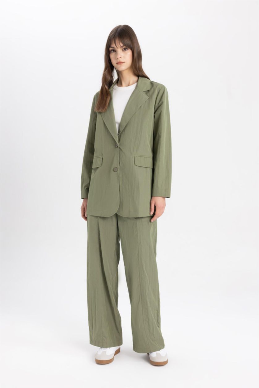 FEMME Kaki Clair Pantalon Parachute Cargo à jambes larges