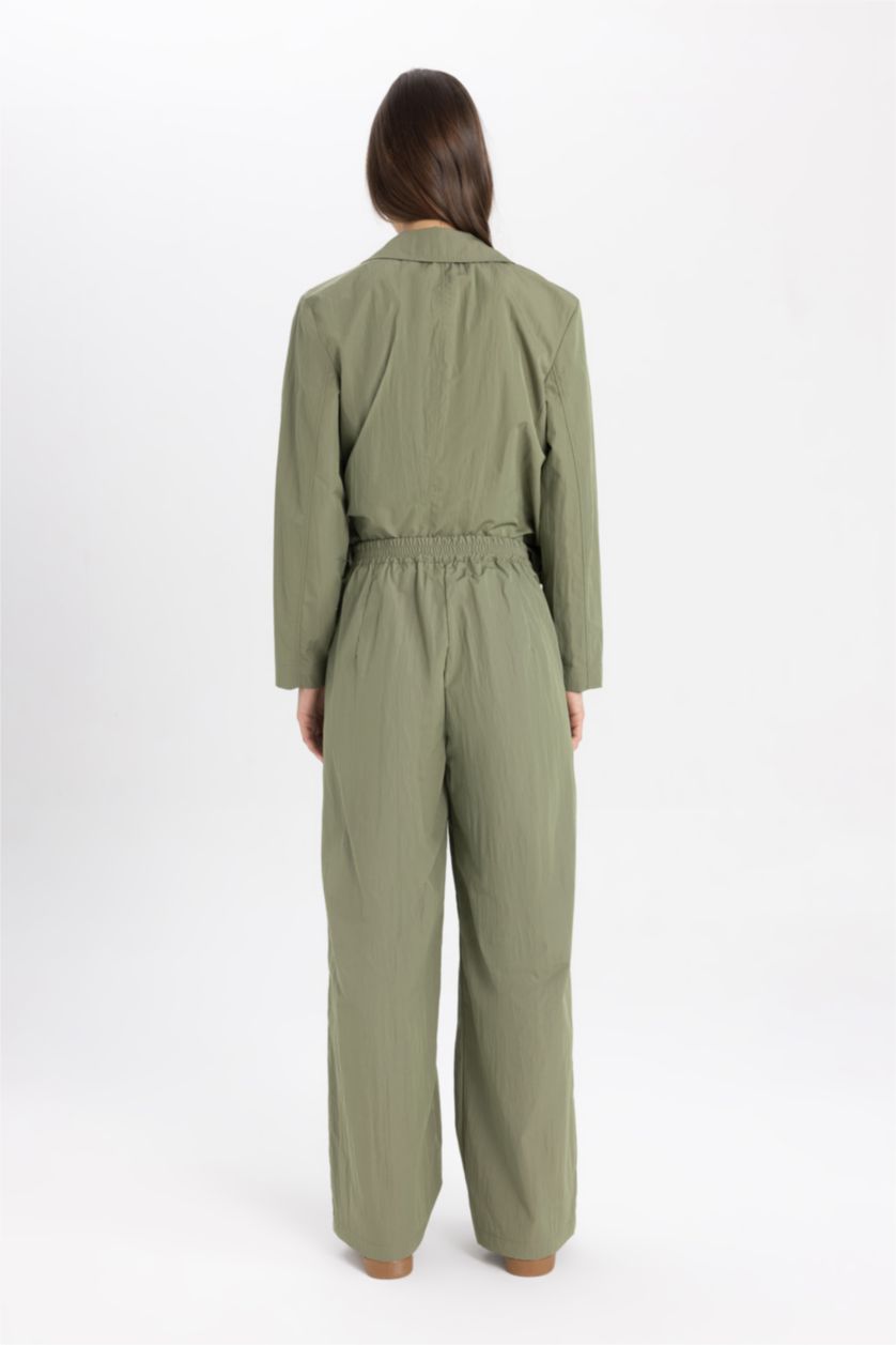 FEMME Kaki Clair Pantalon Parachute Cargo à jambes larges