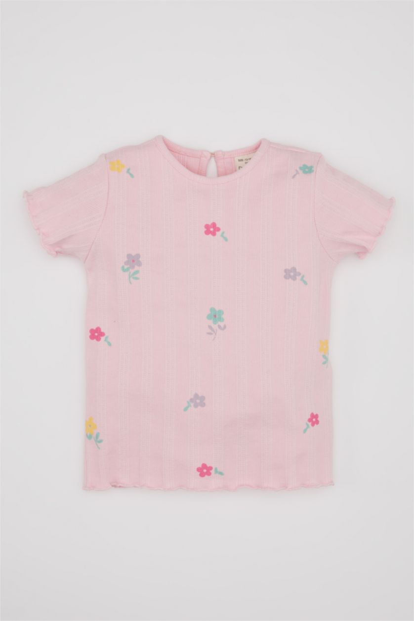 BABY GIRL Pink Baby Girl Floral Ribbed Camisole T-Shirt