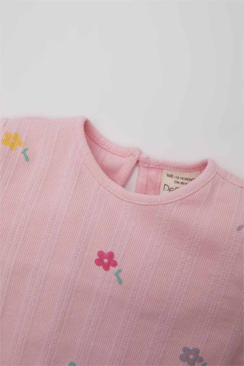 BABY GIRL Pink Baby Girl Floral Ribbed Camisole T-Shirt