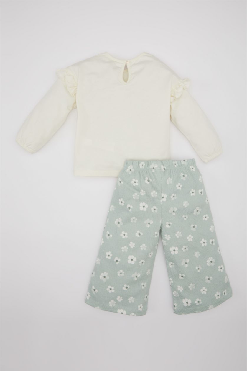 BABY GIRL Mint Baby Girl Floral T-Shirt Trousers Headband 3 Piece Set