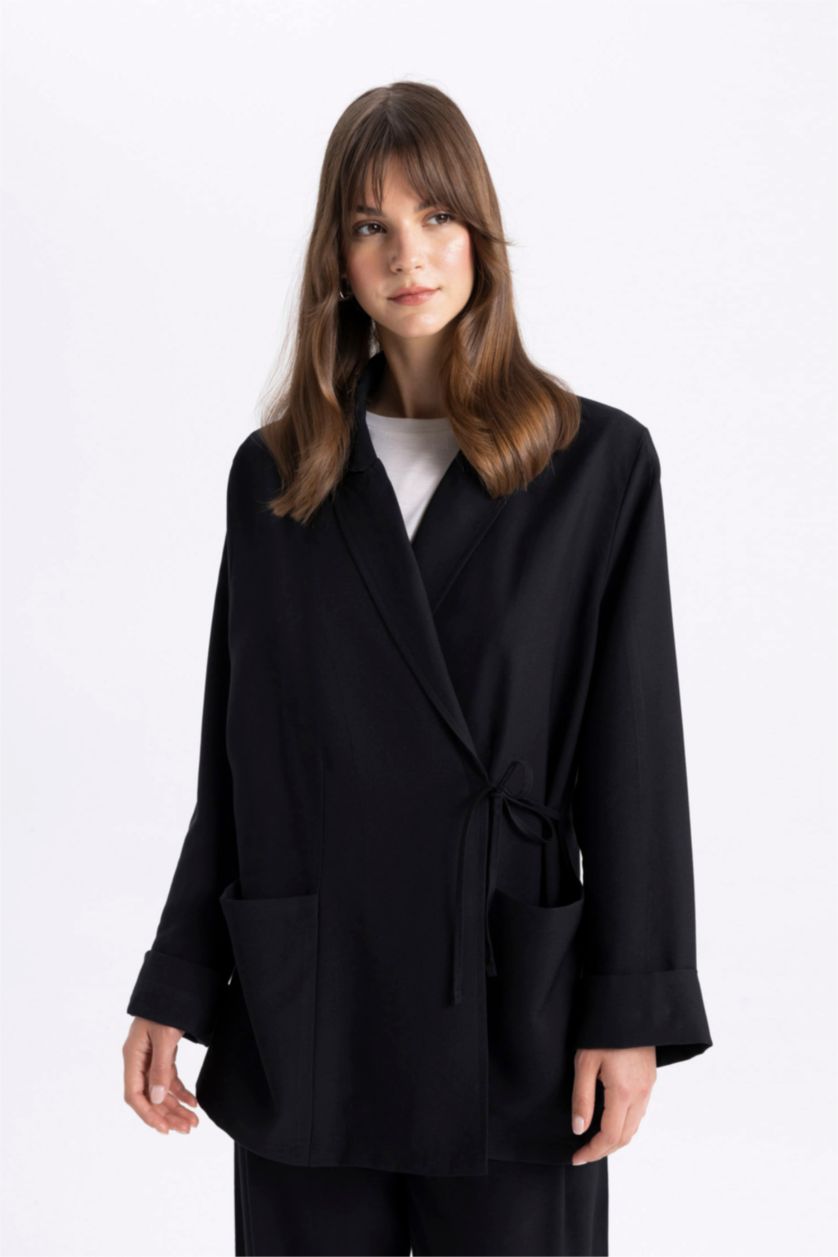 Kadın Siyah Paraşüt Blazer Ceket