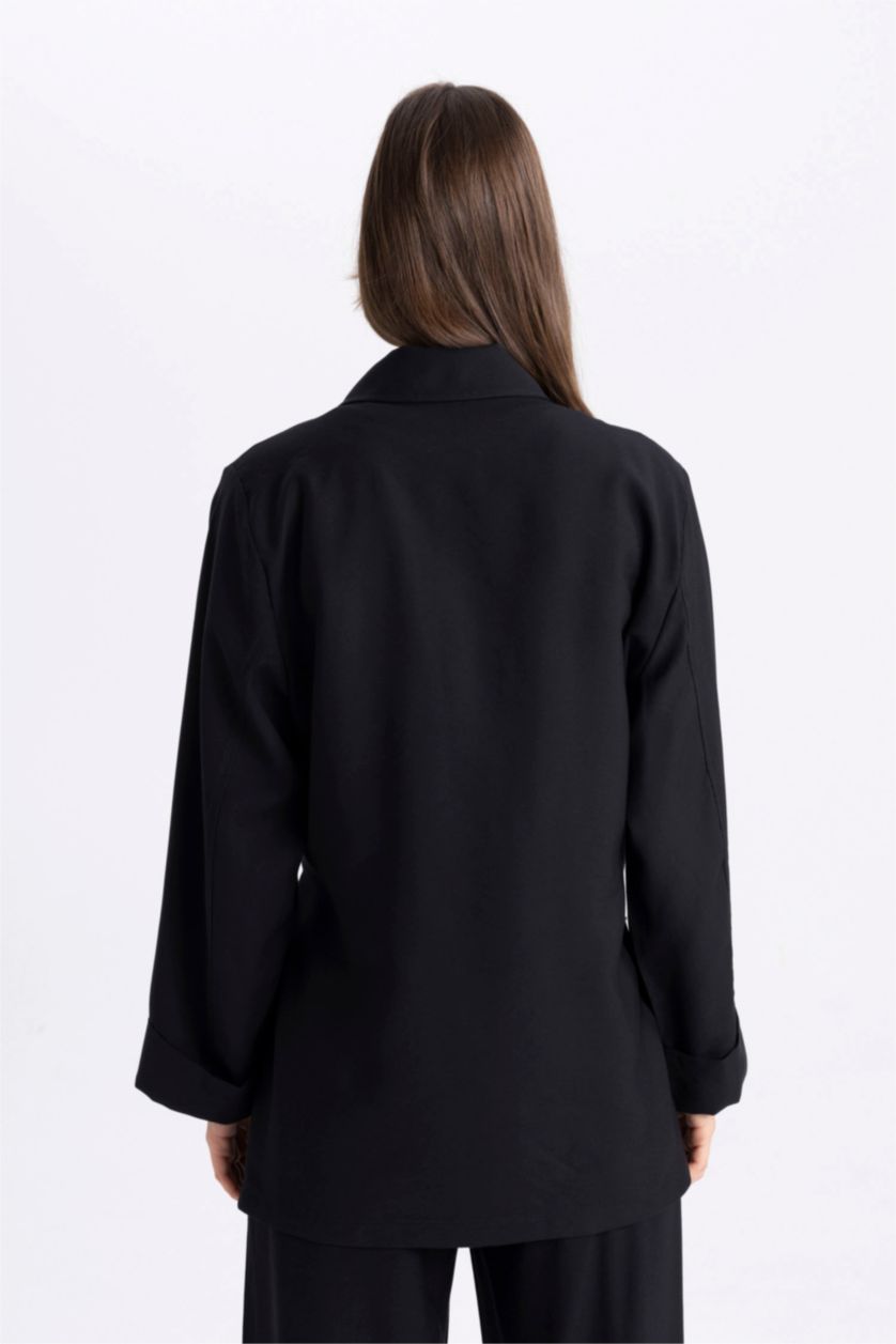 Kadın Siyah Paraşüt Blazer Ceket