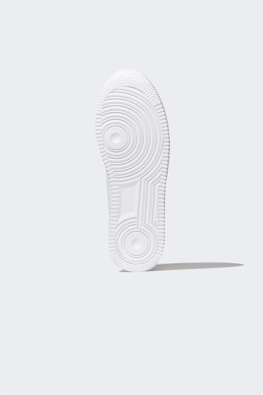 WOMAN White Woman Faux Leather Flat Sole Sneaker