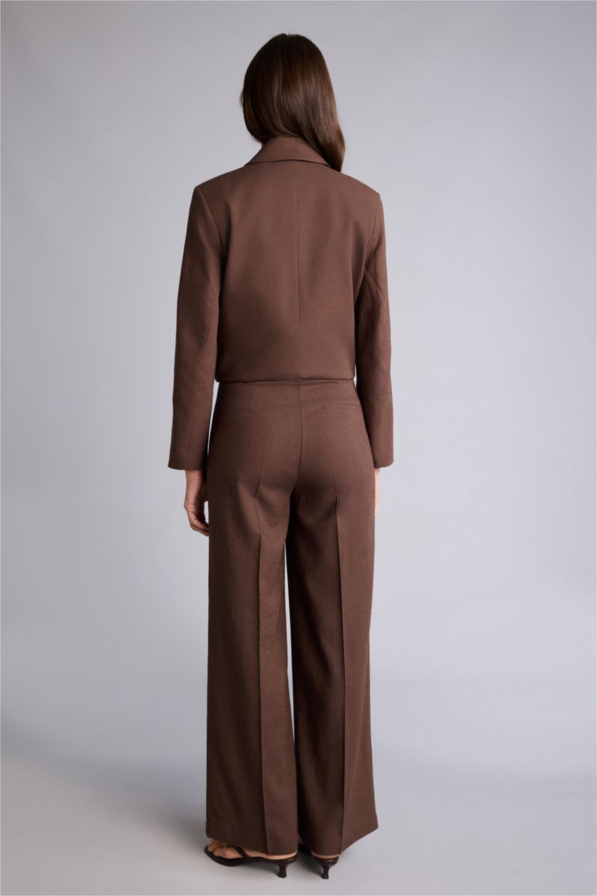Женщины Коричневый High Waist Wide Leg Trousers