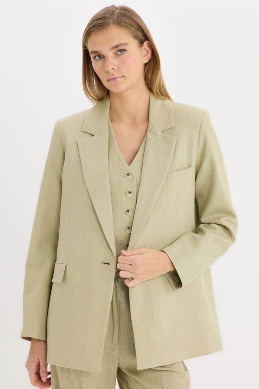 Әйелдерге Жеңіл хаки Әйелдерге үлкен пішім Блэйзер