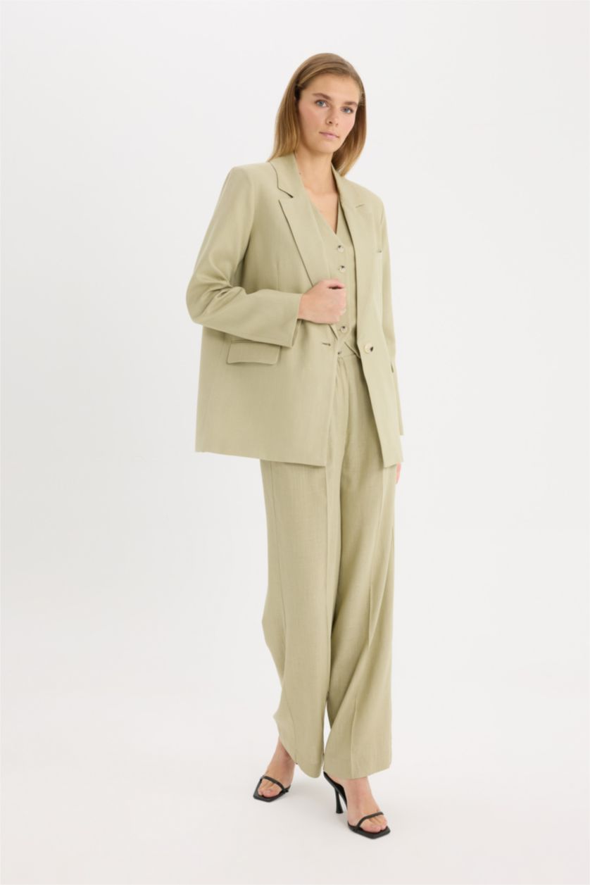 Әйелдерге Жеңіл хаки Әйелдерге үлкен пішім Блэйзер