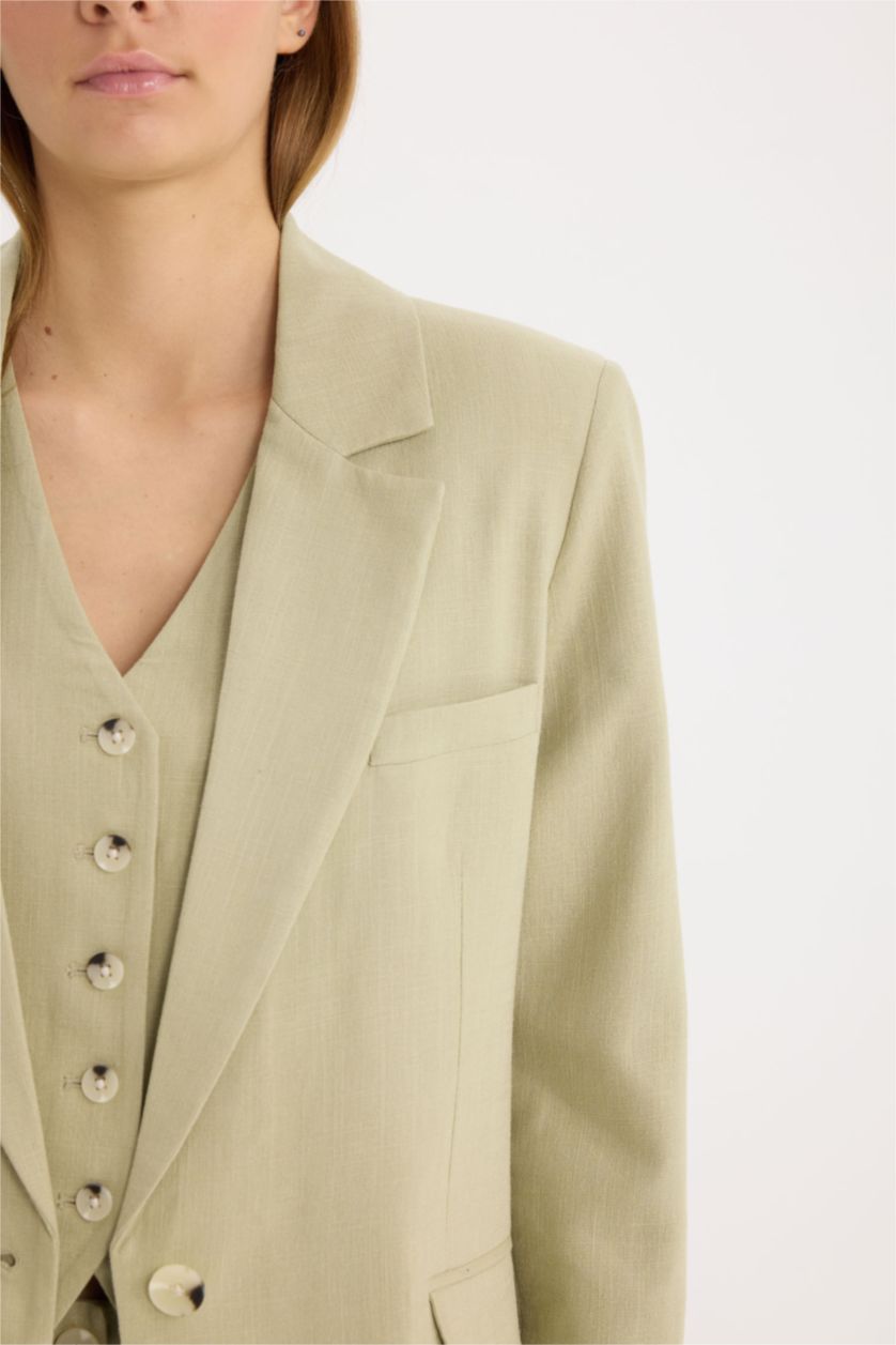 Әйелдерге Жеңіл хаки Әйелдерге үлкен пішім Блэйзер