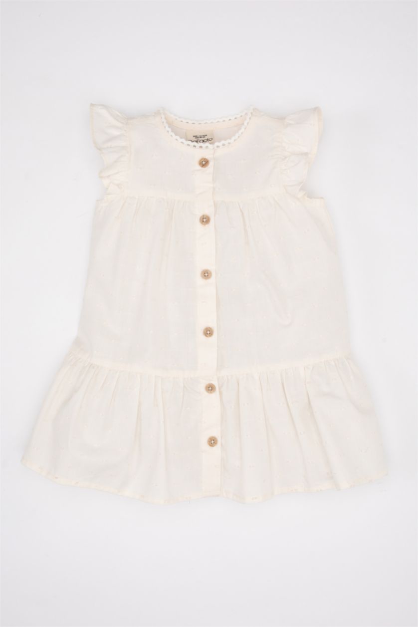 BÉBÉ FILLE Écru Robe à Manches Courtes pour Bébé Fille