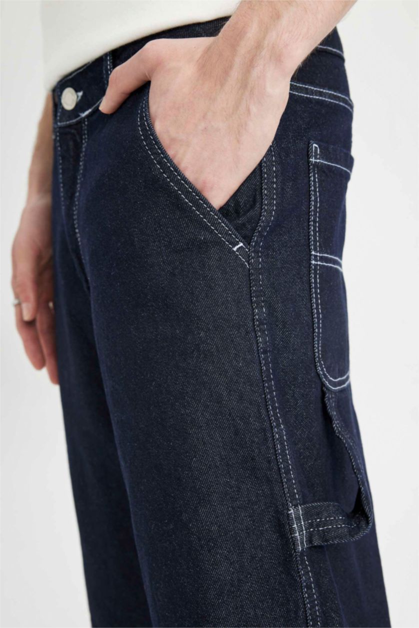 رجال أزرق غامق برمودا جينز قصير