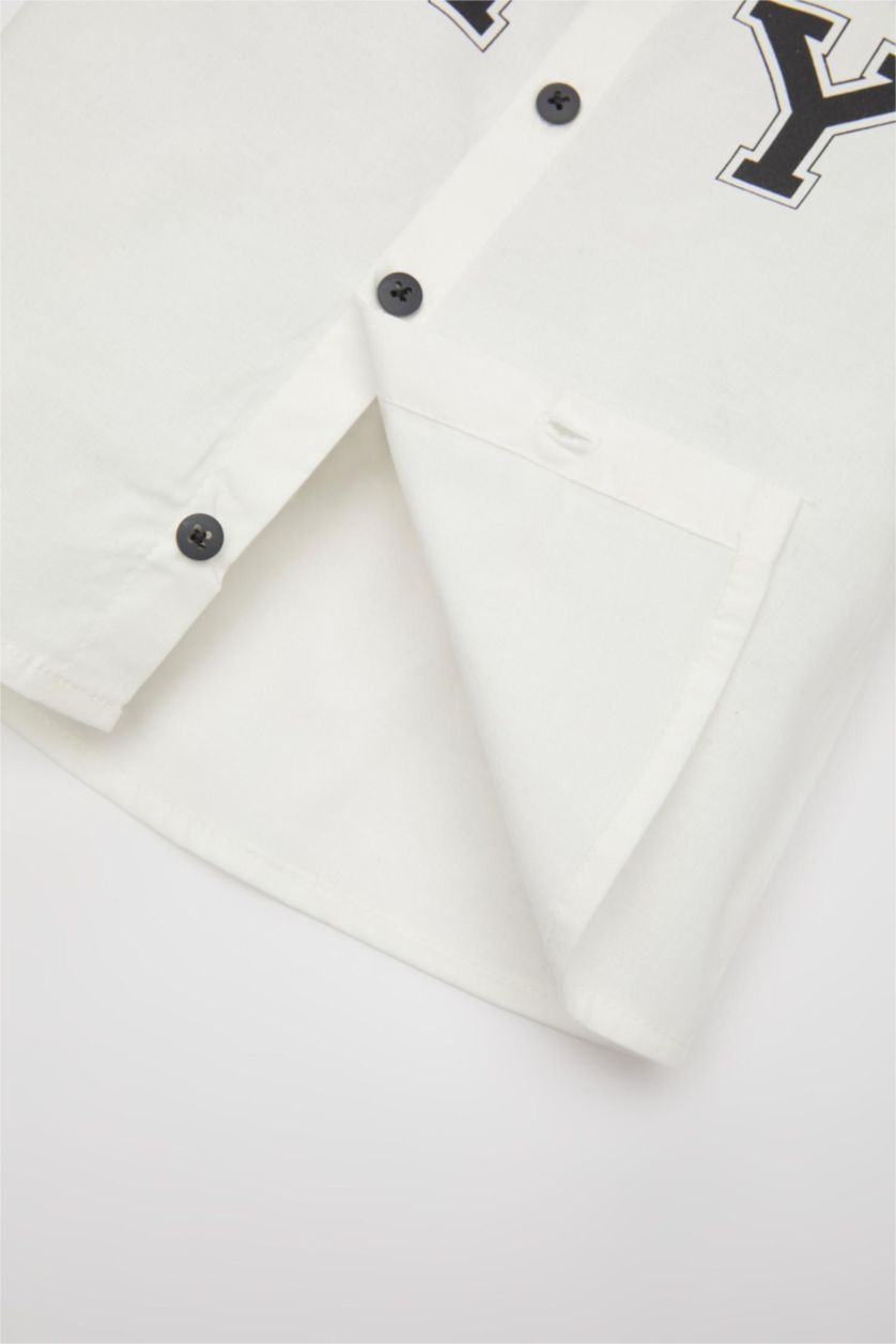 طفل صغير أبيض قميص ولادي نص ردن بوبلين قصة عادية