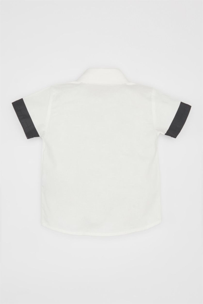 طفل صغير أبيض قميص ولادي نص ردن بوبلين قصة عادية