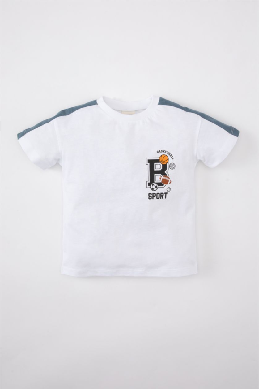 BÉBÉ GARÇON Blanc T-Shirt de sport Imprimé à Coupe Régulière et Col Rond à Manches Longues pour Bébé Garçon