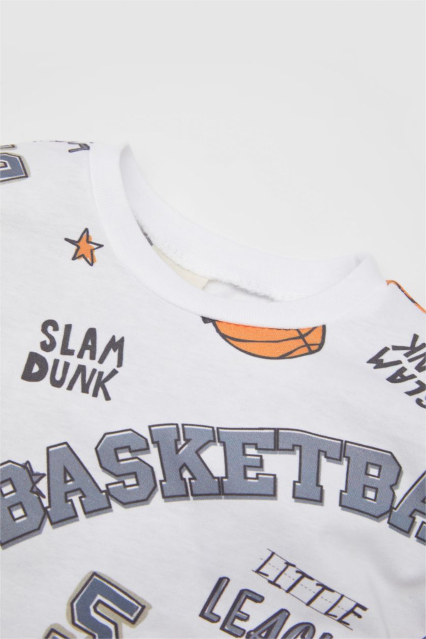 BÉBÉ GARÇON Blanc Ensemble De T-Shirt à Manches Courtes Imprimé et Jogging pour Bébé Garçon