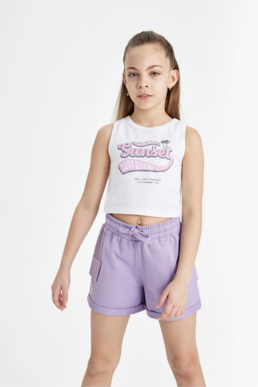 بنات Violet Beyaz كروب توب بناتي نص ردن