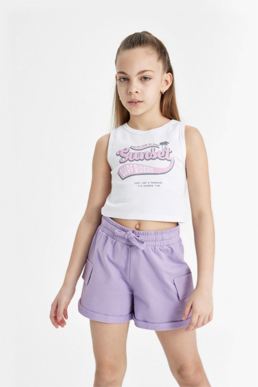 بنات Violet Beyaz كروب توب بناتي نص ردن