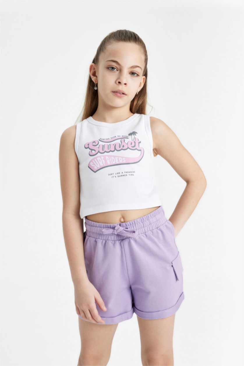 بنات Violet Beyaz كروب توب بناتي نص ردن