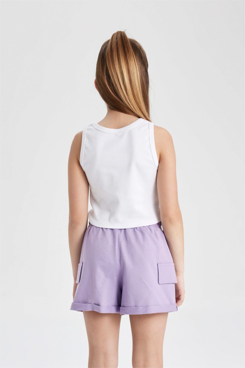 بنات Violet Beyaz كروب توب بناتي نص ردن