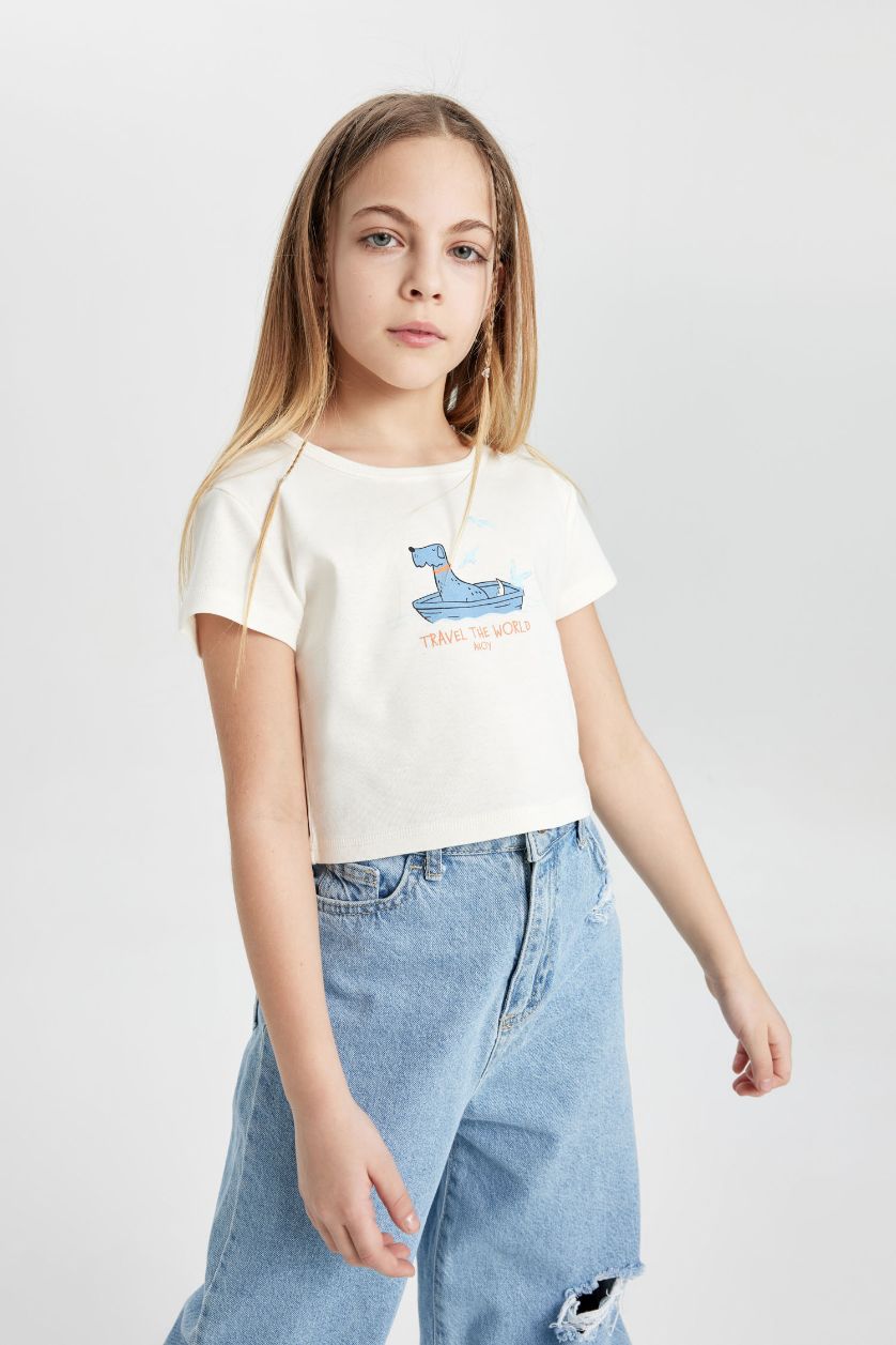 Girls & Teens White Girl Ribbed Short Sleeve T-Shirt