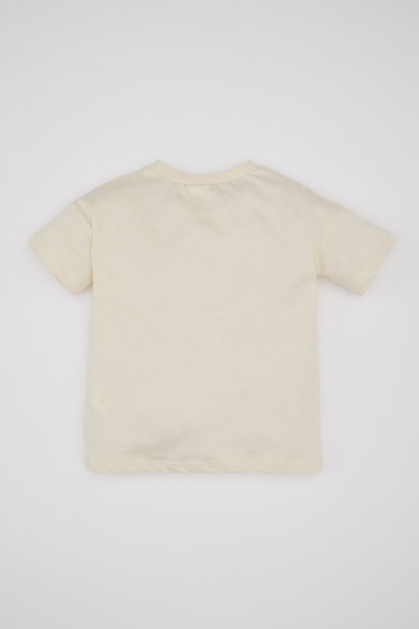 BABY BOY Light Stone Baby Boy Crew Neck Tiger Pattern Short Sleeve T-Shirt