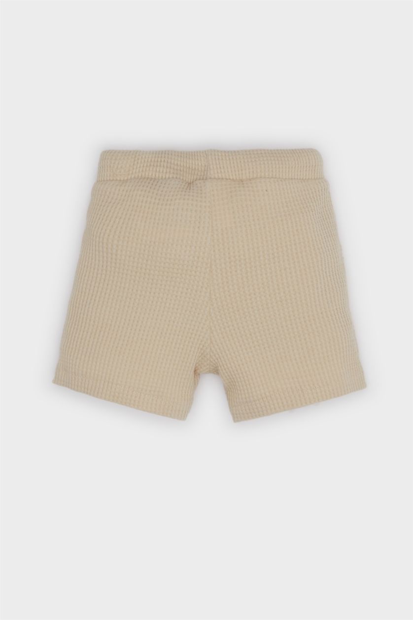 BABY BOY Beige Boy Baby Waist Elastic Waffle Shorts