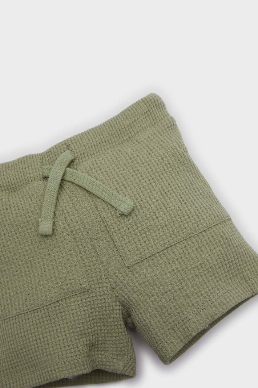 BABY BOY Light Khaki Boy Baby Waist Elastic Waffle Shorts