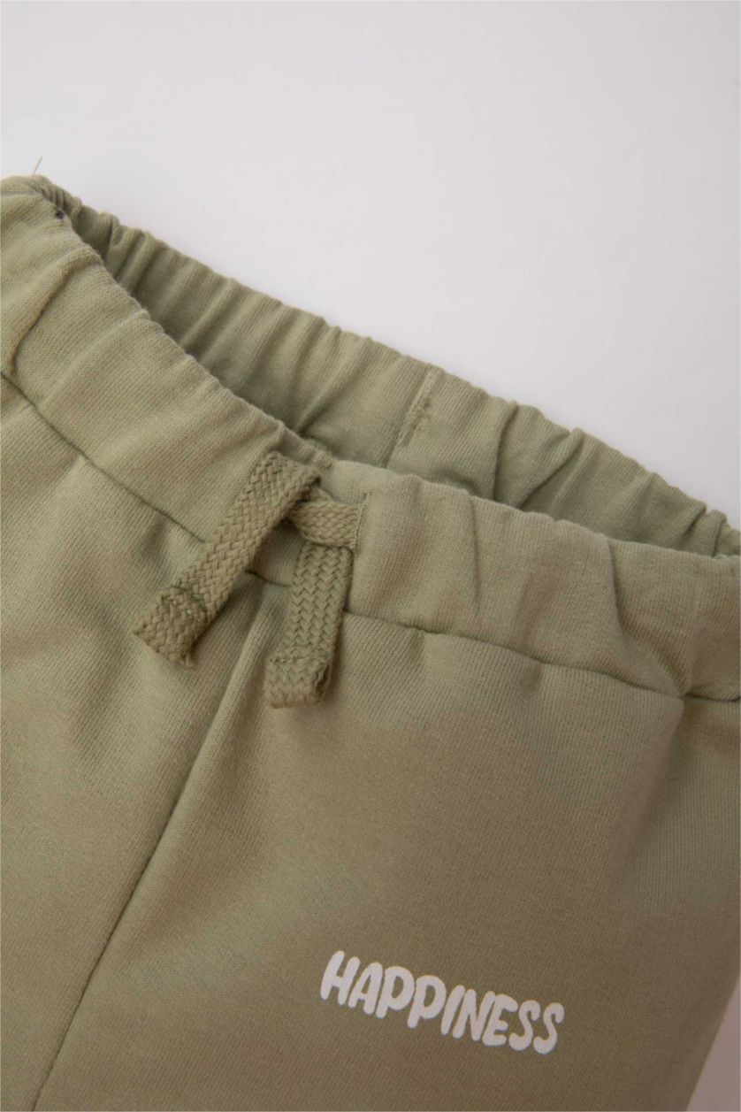 Baby Boy Light Khaki Baby Boy Slogan Printed Sweatpants