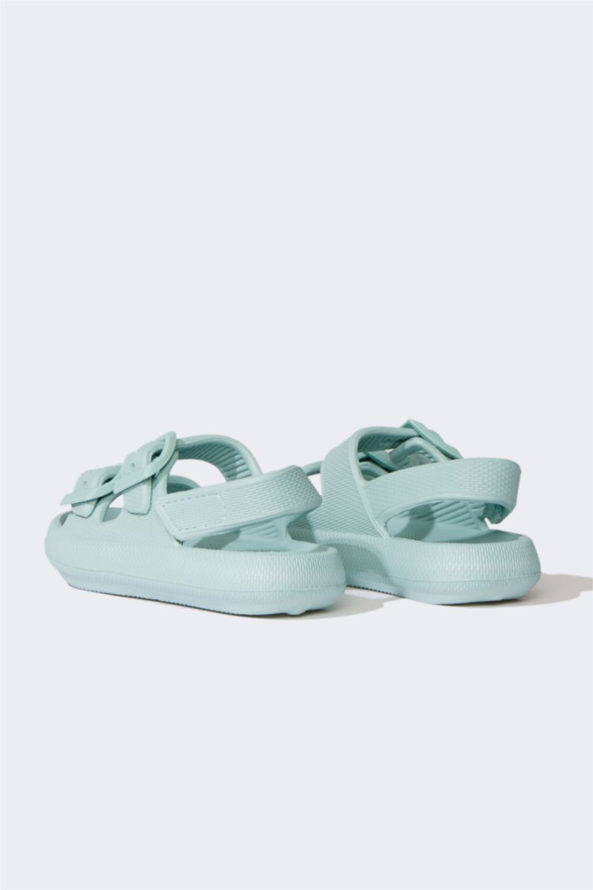 Девочки и подростки Светло-зеленый Сандалии на плоской подошве на липучках для девочек