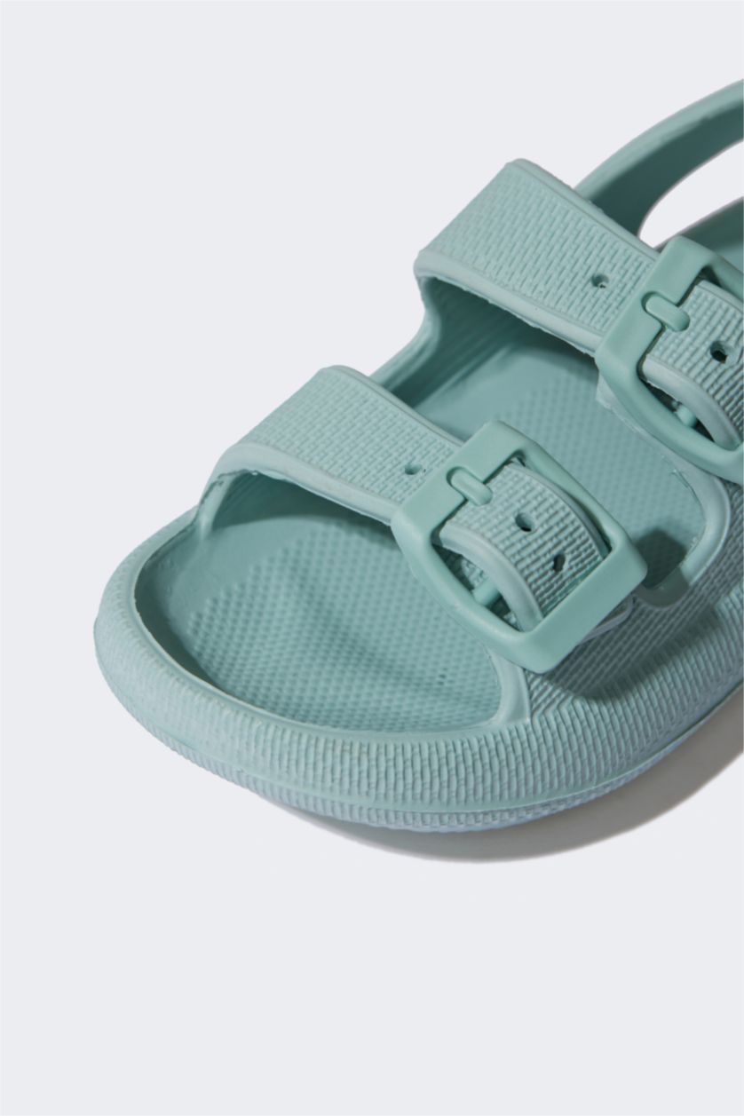 Девочки и подростки Светло-зеленый Сандалии на плоской подошве на липучках для девочек